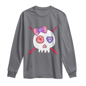 Cute Skull Crochet Knitting Long Sleeve Shirt TS09 Charcoal Print Your Wear