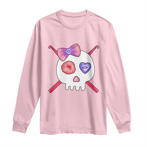 Cute Skull Crochet Knitting Long Sleeve Shirt TS09 Light Pink Print Your Wear