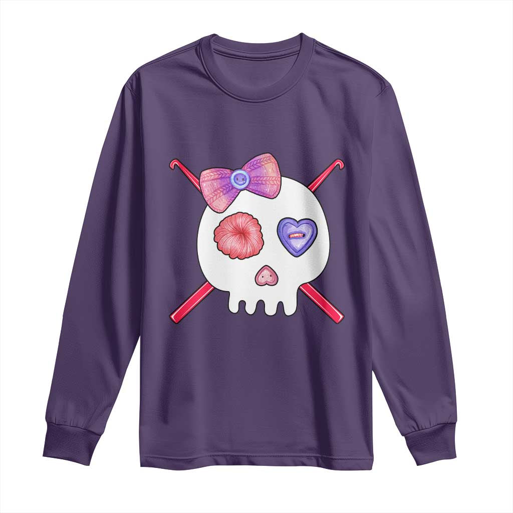 Cute Skull Crochet Knitting Long Sleeve Shirt TS09 Purple Print Your Wear