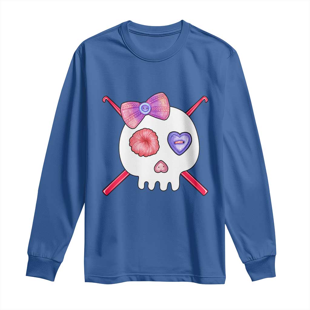 Cute Skull Crochet Knitting Long Sleeve Shirt TS09 Royal Blue Print Your Wear
