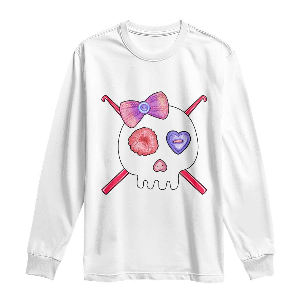 Cute Skull Crochet Knitting Long Sleeve Shirt TS09 White Print Your Wear