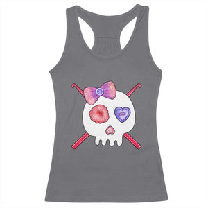 Cute Skull Crochet Knitting Racerback Tank Top TS09 Charcoal Print Your Wear