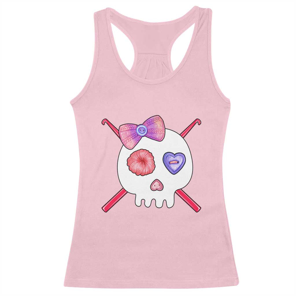 Cute Skull Crochet Knitting Racerback Tank Top TS09 Light Pink Print Your Wear