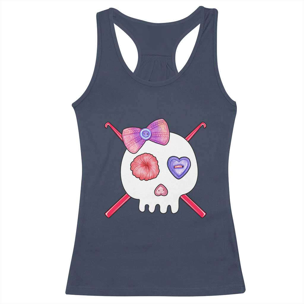 Cute Skull Crochet Knitting Racerback Tank Top TS09 Navy Print Your Wear
