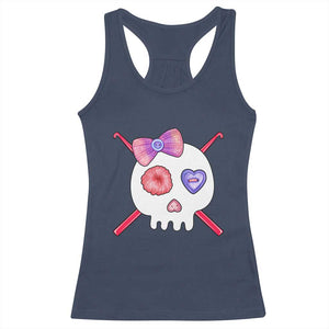 Cute Skull Crochet Knitting Racerback Tank Top TS09 Navy Print Your Wear
