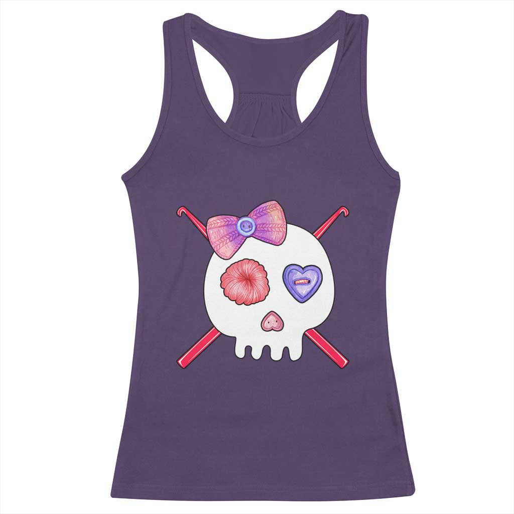 Cute Skull Crochet Knitting Racerback Tank Top TS09 Purple Print Your Wear