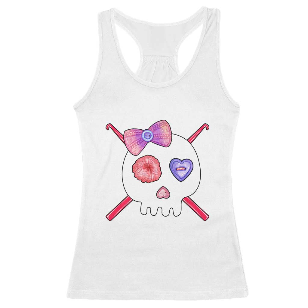 Cute Skull Crochet Knitting Racerback Tank Top TS09 White Print Your Wear