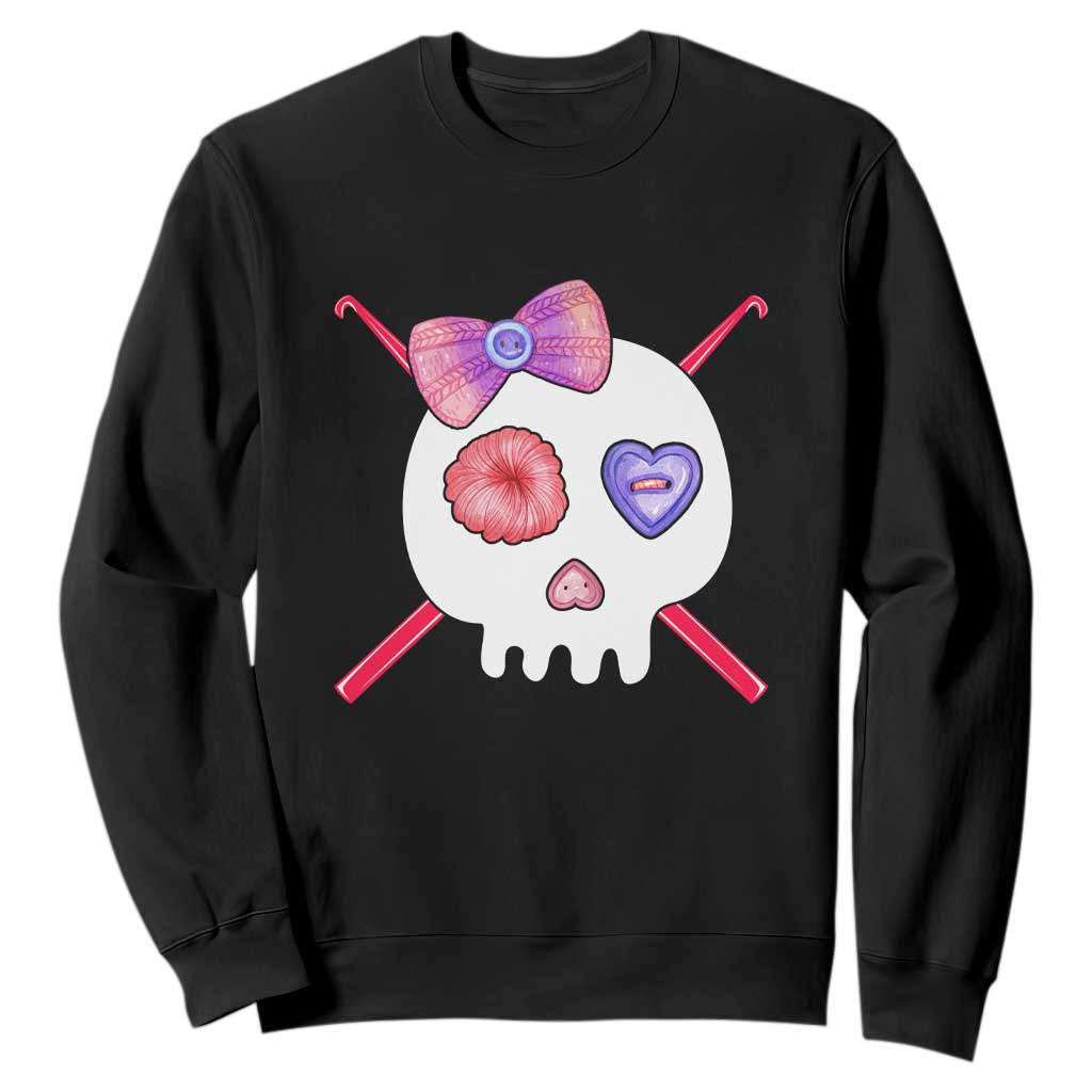 Cute Skull Crochet Knitting Sweatshirt TS09 Black Print Your Wear