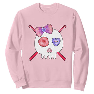 Cute Skull Crochet Knitting Sweatshirt TS09 Light Pink Print Your Wear