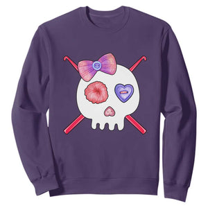 Cute Skull Crochet Knitting Sweatshirt TS09 Purple Print Your Wear
