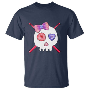 Cute Skull Crochet Knitting T Shirt TS09 Navy Print Your Wear