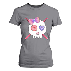 Cute Skull Crochet Knitting T Shirt For Women TS09 Charcoal Print Your Wear