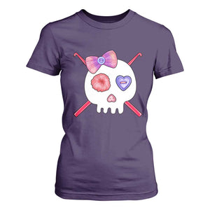 Cute Skull Crochet Knitting T Shirt For Women TS09 Purple Print Your Wear