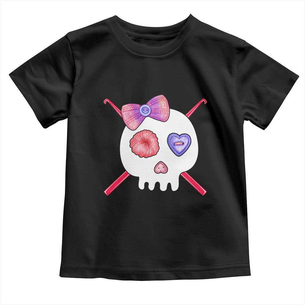Cute Skull Crochet Knitting Toddler T Shirt TS09 Black Print Your Wear