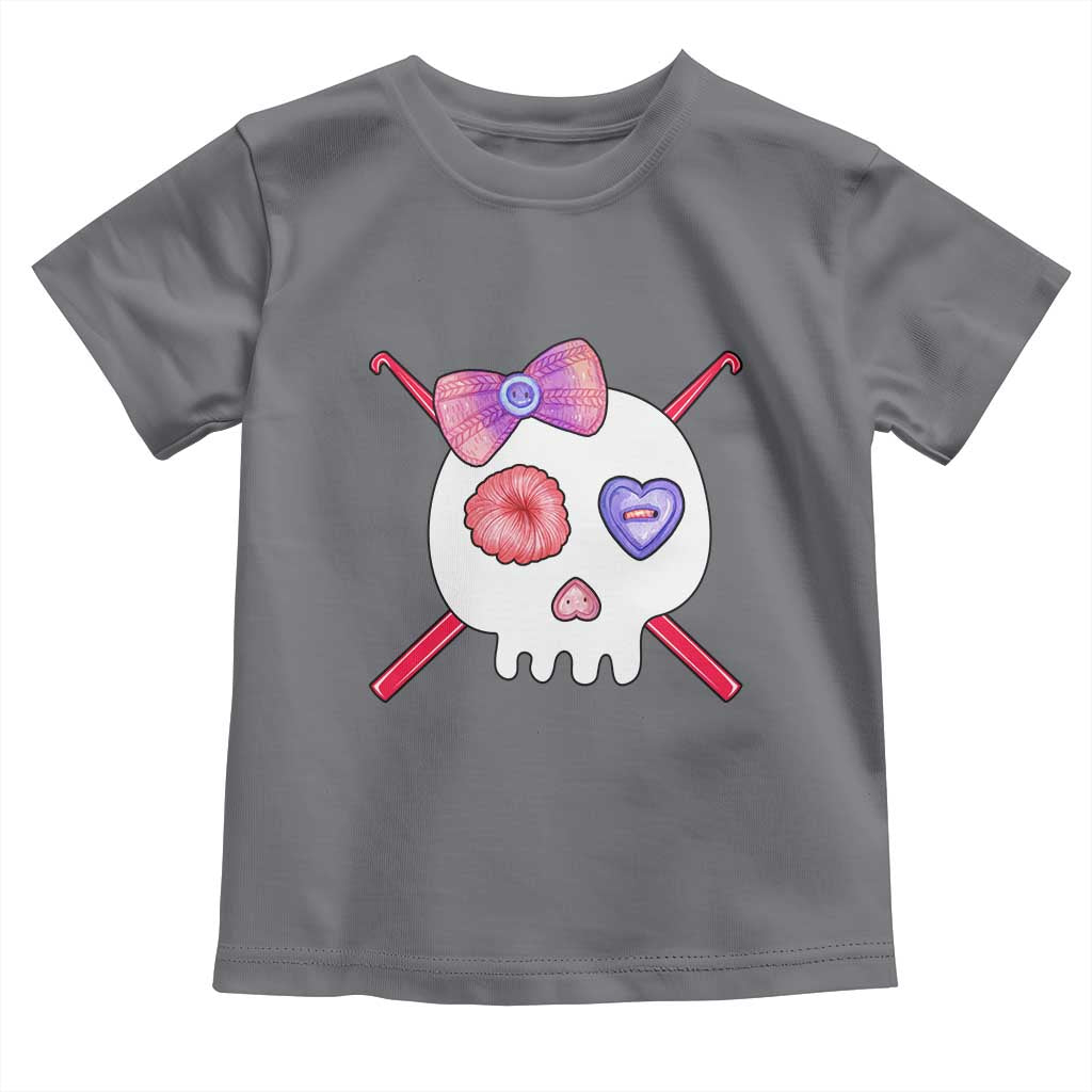Cute Skull Crochet Knitting Toddler T Shirt TS09 Charcoal Print Your Wear