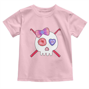Cute Skull Crochet Knitting Toddler T Shirt TS09 Light Pink Print Your Wear