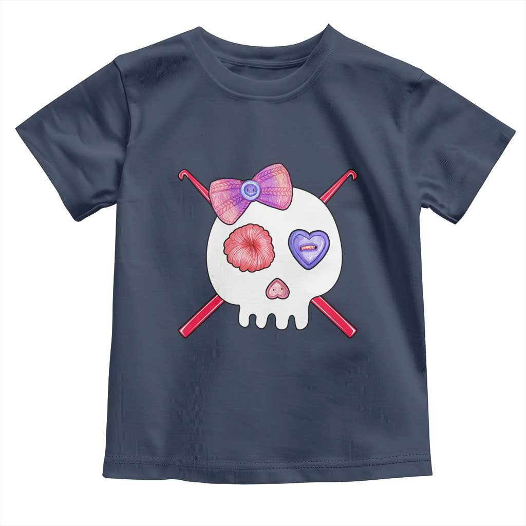 Cute Skull Crochet Knitting Toddler T Shirt TS09 Navy Print Your Wear