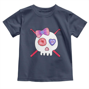 Cute Skull Crochet Knitting Toddler T Shirt TS09 Navy Print Your Wear
