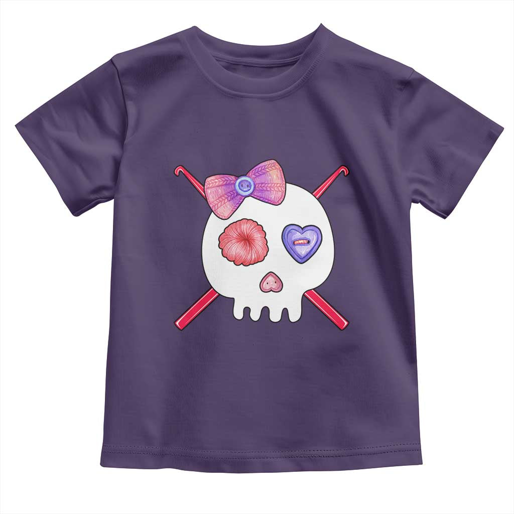 Cute Skull Crochet Knitting Toddler T Shirt TS09 Purple Print Your Wear