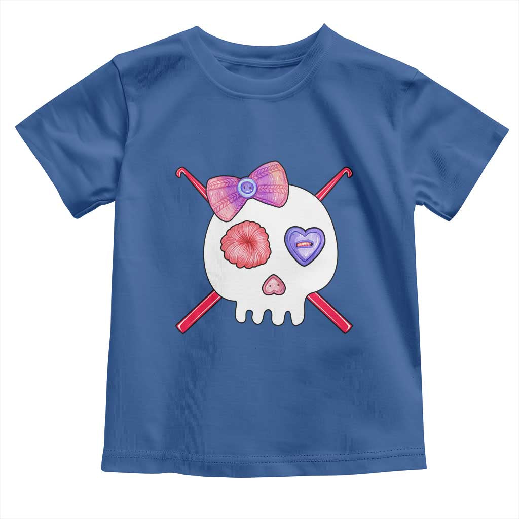 Cute Skull Crochet Knitting Toddler T Shirt TS09 Royal Blue Print Your Wear