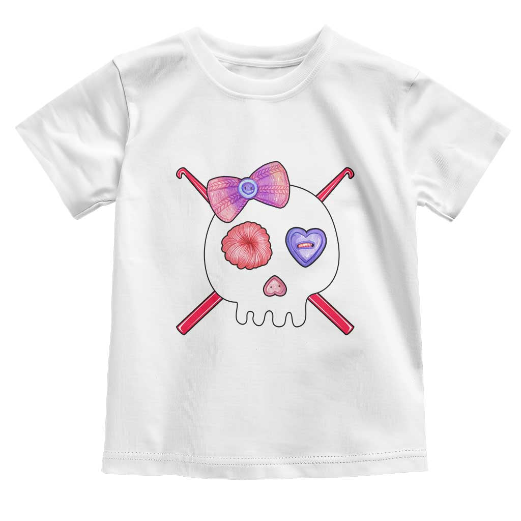 Cute Skull Crochet Knitting Toddler T Shirt TS09 White Print Your Wear