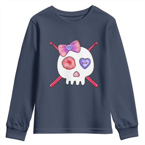 Cute Skull Crochet Knitting Youth Sweatshirt TS09 Navy Print Your Wear