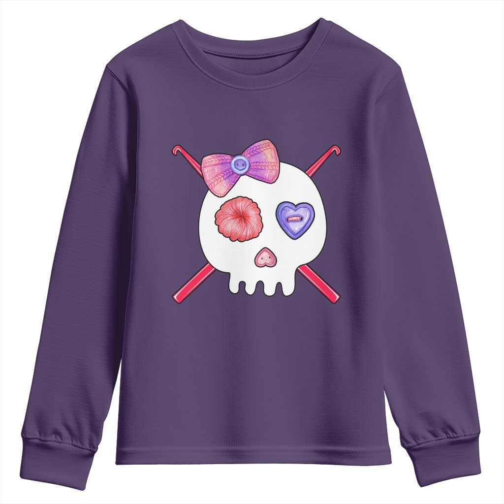 Cute Skull Crochet Knitting Youth Sweatshirt TS09 Purple Print Your Wear