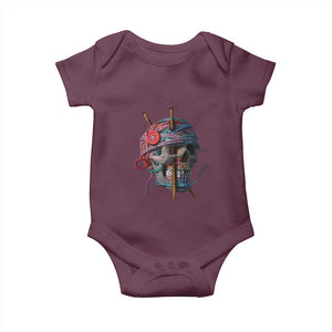 Funny Crochet Baby Onesie Yard Skull Halloween Knitting TS09 Maroon Print Your Wear