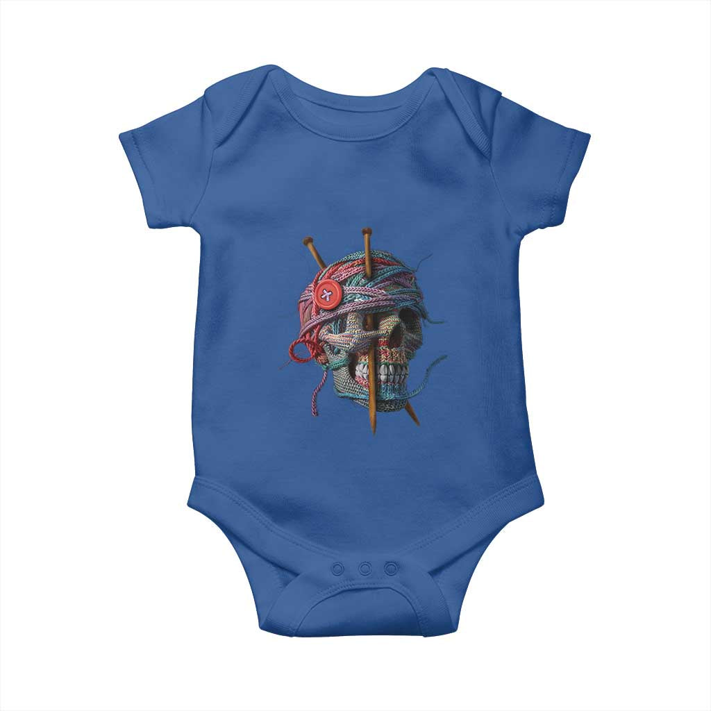 Funny Crochet Baby Onesie Yard Skull Halloween Knitting TS09 Royal Blue Print Your Wear