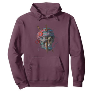 Funny Crochet Hoodie Yard Skull Halloween Knitting TS09 Maroon Print Your Wear