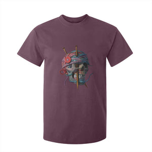 Funny Crochet T Shirt For Kid Yard Skull Halloween Knitting TS09 Maroon Print Your Wear