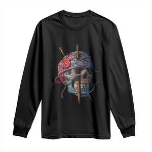 Funny Crochet Long Sleeve Shirt Yard Skull Halloween Knitting TS09 Black Print Your Wear