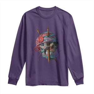 Funny Crochet Long Sleeve Shirt Yard Skull Halloween Knitting TS09 Purple Print Your Wear