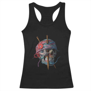 Funny Crochet Racerback Tank Top Yard Skull Halloween Knitting TS09 Black Print Your Wear
