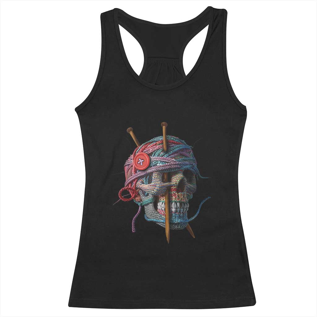 Funny Crochet Racerback Tank Top Yard Skull Halloween Knitting TS09 Black Print Your Wear