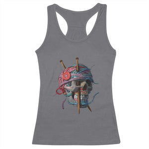 Funny Crochet Racerback Tank Top Yard Skull Halloween Knitting TS09 Charcoal Print Your Wear