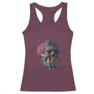 Funny Crochet Racerback Tank Top Yard Skull Halloween Knitting TS09 Maroon Print Your Wear