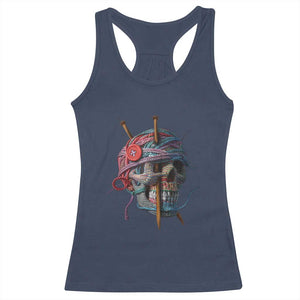 Funny Crochet Racerback Tank Top Yard Skull Halloween Knitting TS09 Navy Print Your Wear