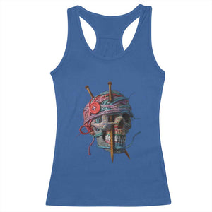 Funny Crochet Racerback Tank Top Yard Skull Halloween Knitting TS09 Royal Blue Print Your Wear