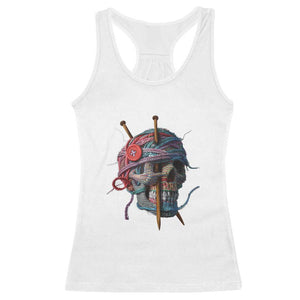 Funny Crochet Racerback Tank Top Yard Skull Halloween Knitting TS09 White Print Your Wear