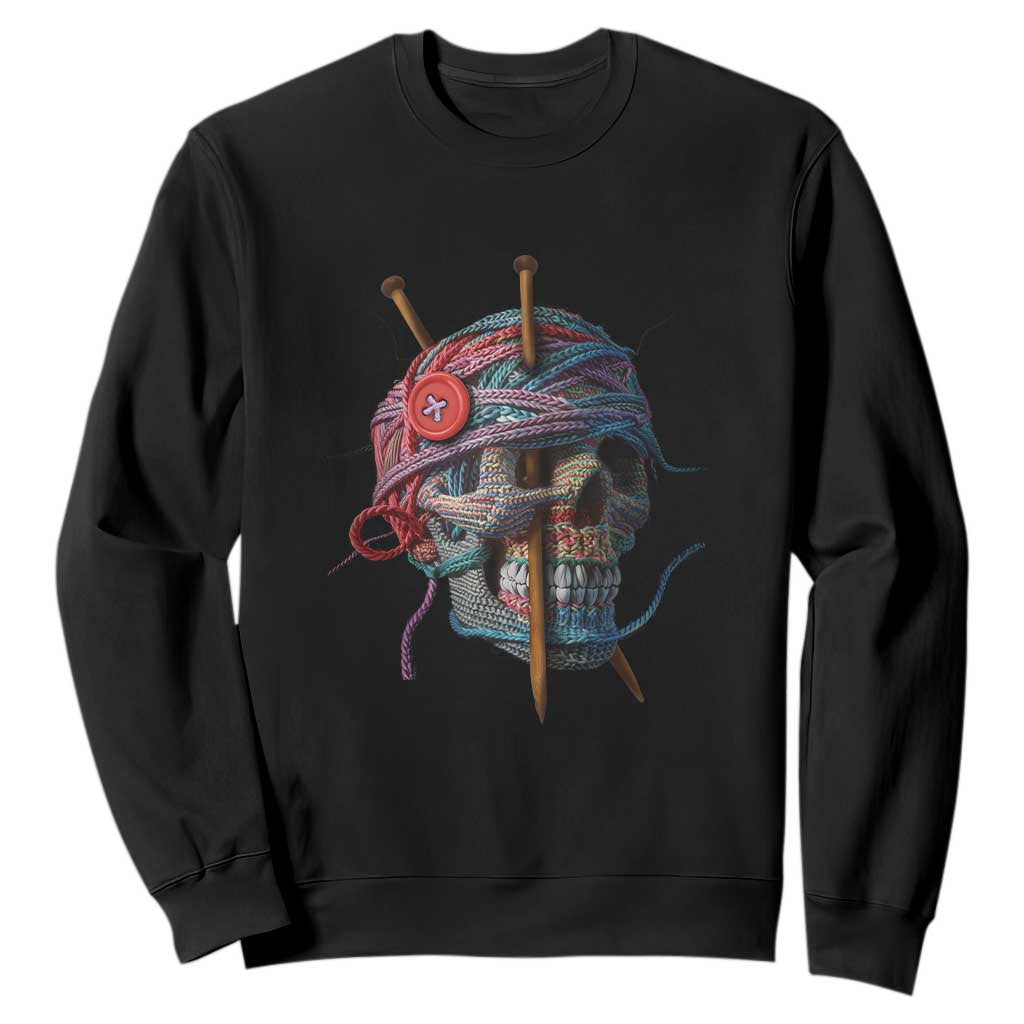 Funny Crochet Sweatshirt Yard Skull Halloween Knitting TS09 Black Print Your Wear