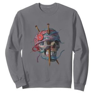 Funny Crochet Sweatshirt Yard Skull Halloween Knitting TS09 Charcoal Print Your Wear