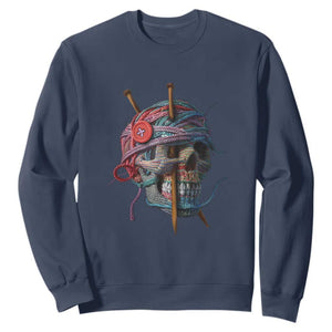 Funny Crochet Sweatshirt Yard Skull Halloween Knitting TS09 Navy Print Your Wear
