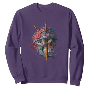Funny Crochet Sweatshirt Yard Skull Halloween Knitting TS09 Purple Print Your Wear