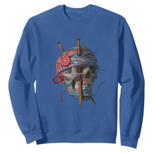 Funny Crochet Sweatshirt Yard Skull Halloween Knitting TS09 Royal Blue Print Your Wear