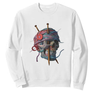 Funny Crochet Sweatshirt Yard Skull Halloween Knitting TS09 White Print Your Wear
