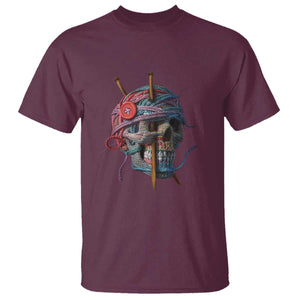 Funny Crochet T Shirt Yard Skull Halloween Knitting TS09 Maroon Print Your Wear