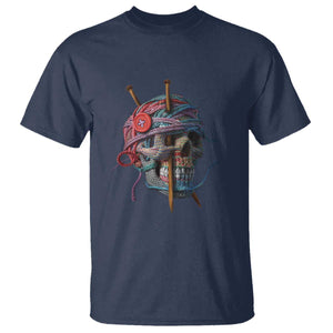 Funny Crochet T Shirt Yard Skull Halloween Knitting TS09 Navy Print Your Wear