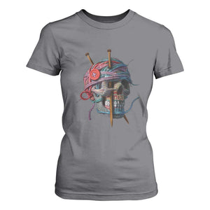 Funny Crochet T Shirt For Women Yard Skull Halloween Knitting TS09 Charcoal Print Your Wear