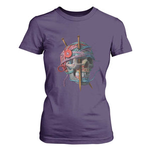 Funny Crochet T Shirt For Women Yard Skull Halloween Knitting TS09 Purple Print Your Wear